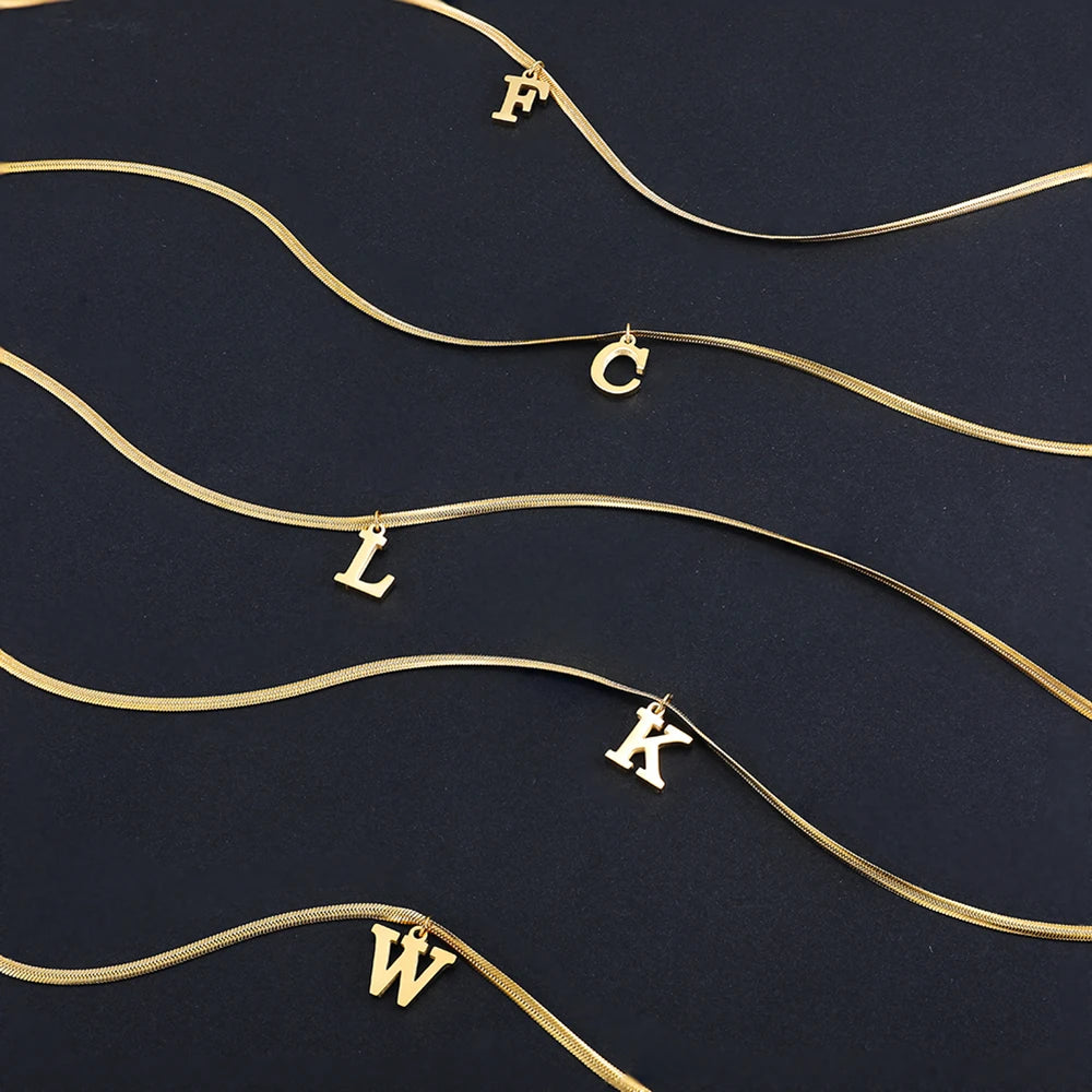 A-Z Alphabet Gold-Plated Stainless-Steel Pendant Necklace