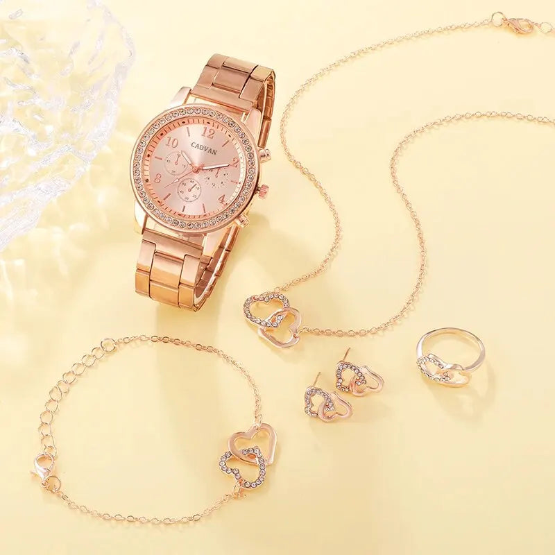 6PCS Rose Gold Luxury Watch