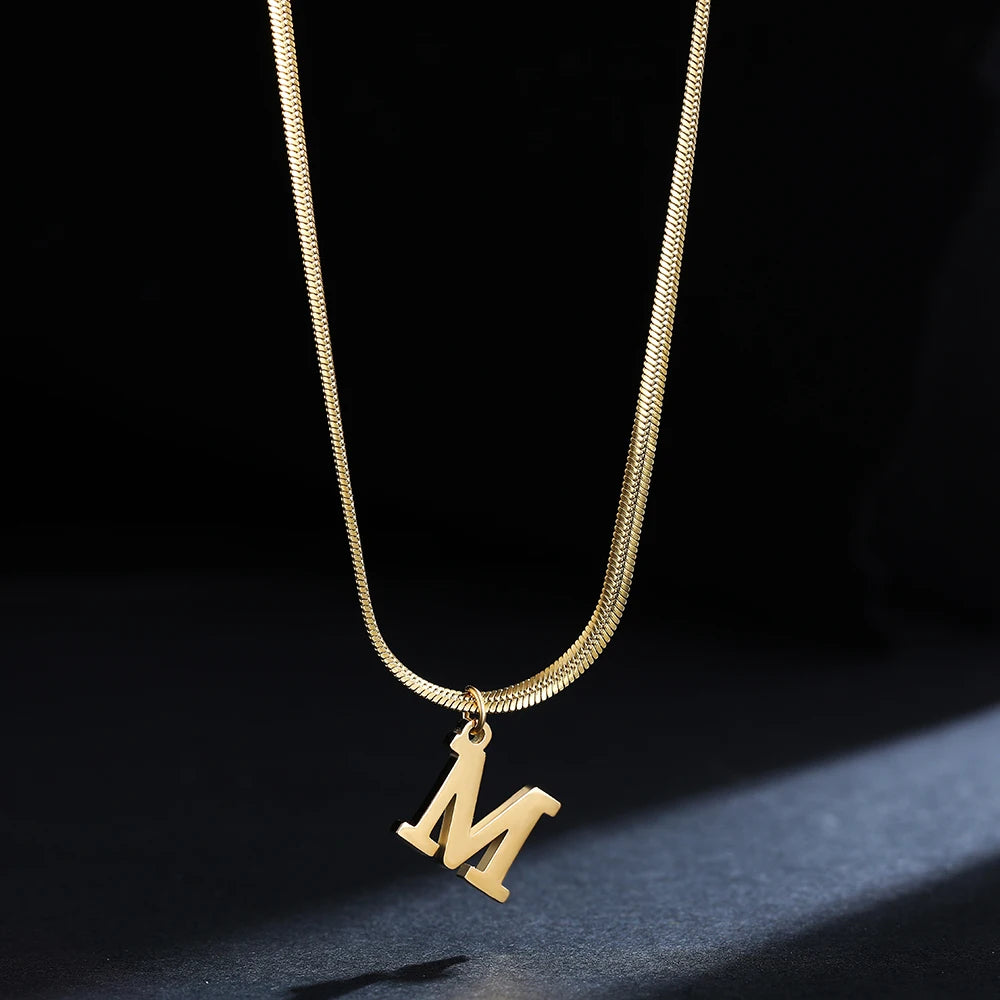 A-Z Alphabet Gold-Plated Stainless-Steel Pendant Necklace