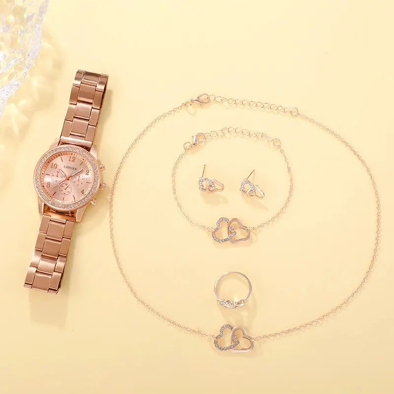 6PCS Rose Gold Luxury Watch