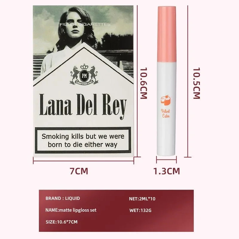 10 PCS Lana Del Rey Lipstick Matte