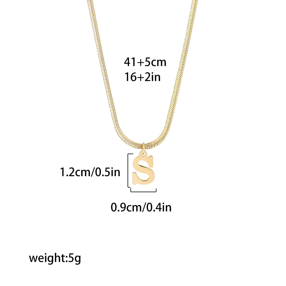 A-Z Alphabet Gold-Plated Stainless-Steel Pendant Necklace