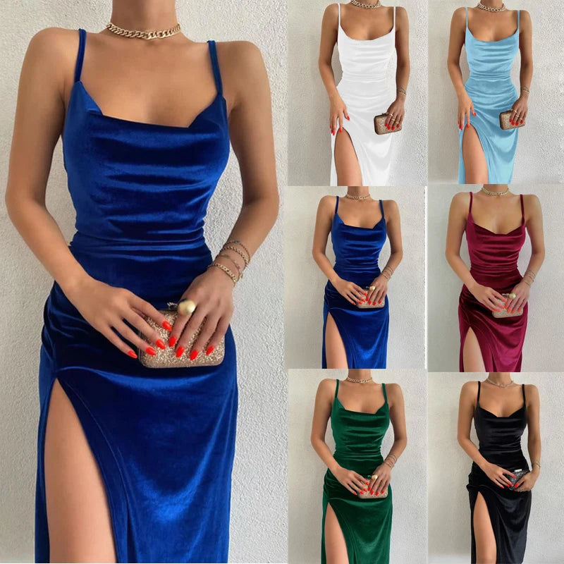 Slim Slit Halter Dress