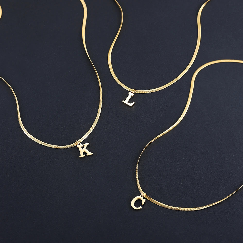 A-Z Alphabet Gold-Plated Stainless-Steel Pendant Necklace