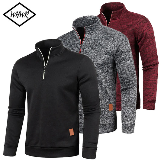 Men Sweatshirts Spring Thicker Pullover Half Zipper Pullover for Male Hoody Outdoor Sweatshir Autumn Solid Color Turtleneck Swea